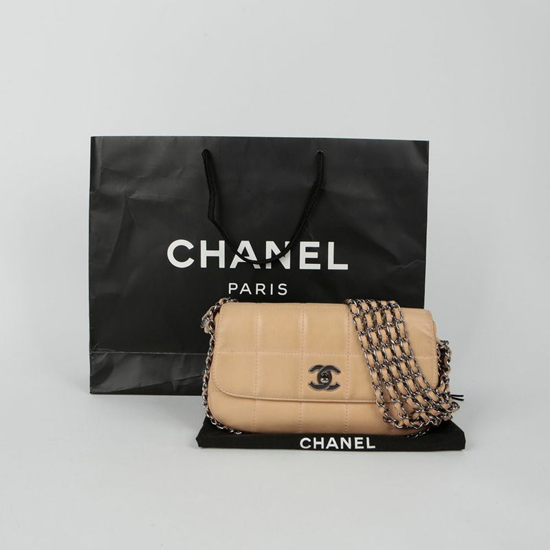 CHANEL CC 標誌巧克力條鏈單肩包-0
