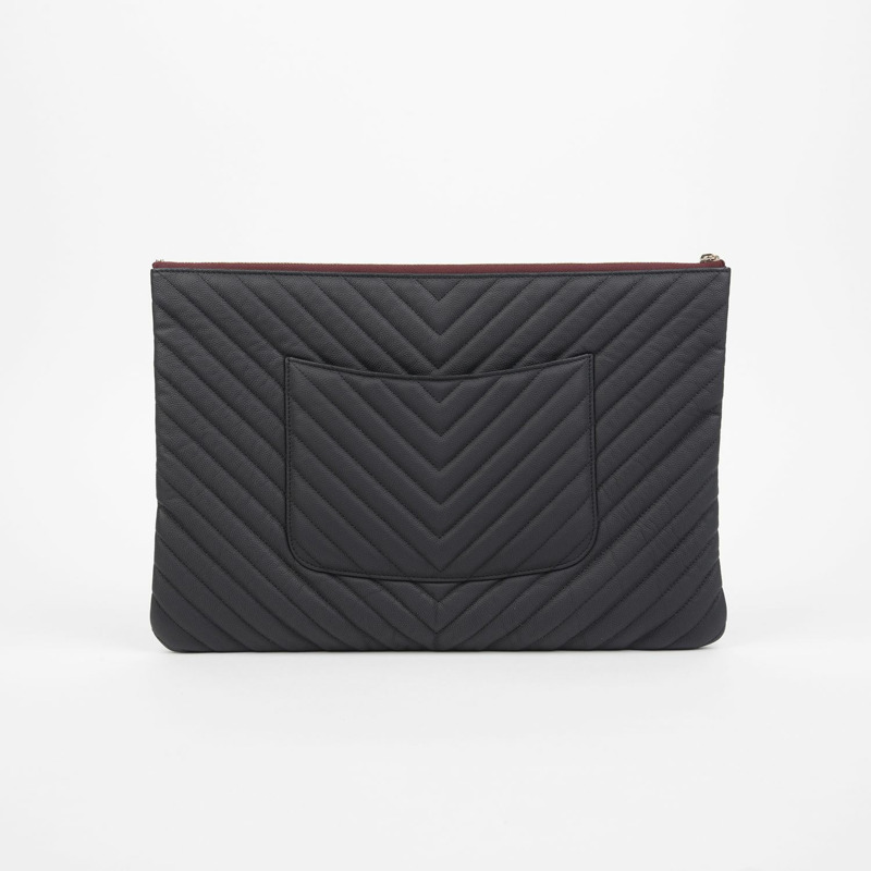 CHANEL Caviar Skin 經典大手拿包 A82552-3