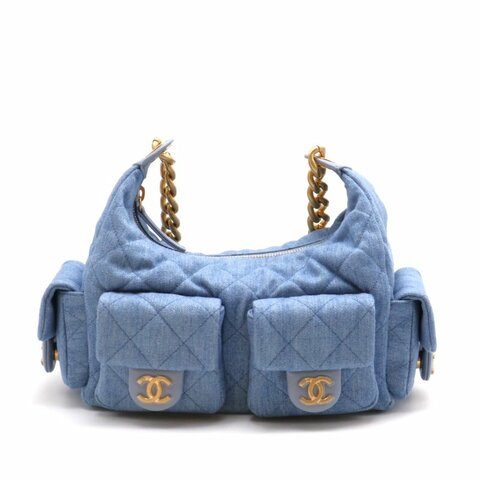 CHANEL 25C Hobo嬉皮包 - 小號淺牛仔金