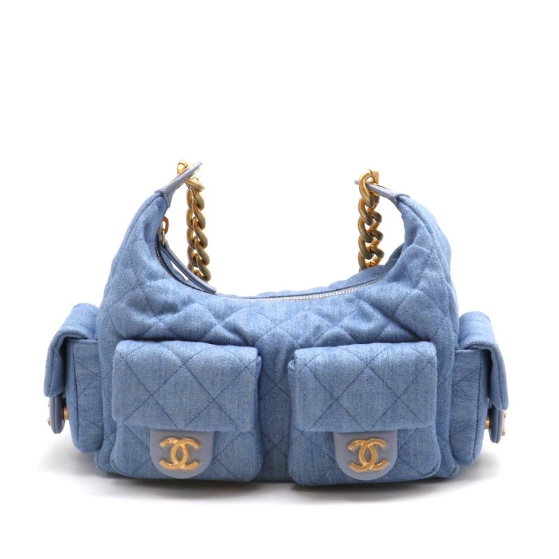 CHANEL 25C Hobo嬉皮包 - 小號淺牛仔金-0