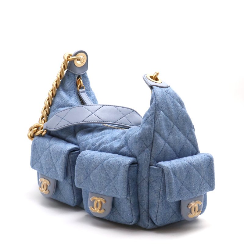 CHANEL 25C Hobo嬉皮包 - 小號淺牛仔金-8