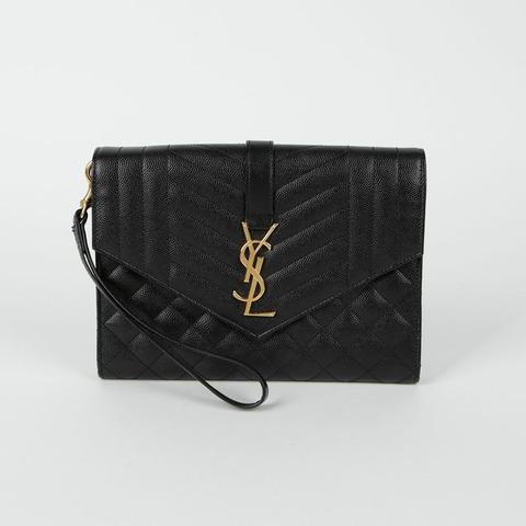 SAINT LAURENT 混合馬特拉塞凸紋信封袋 651030