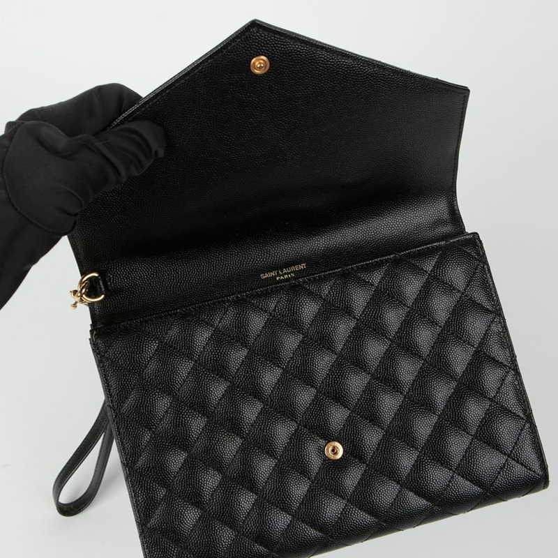 SAINT LAURENT 混合馬特拉塞凸紋信封袋 651030-6