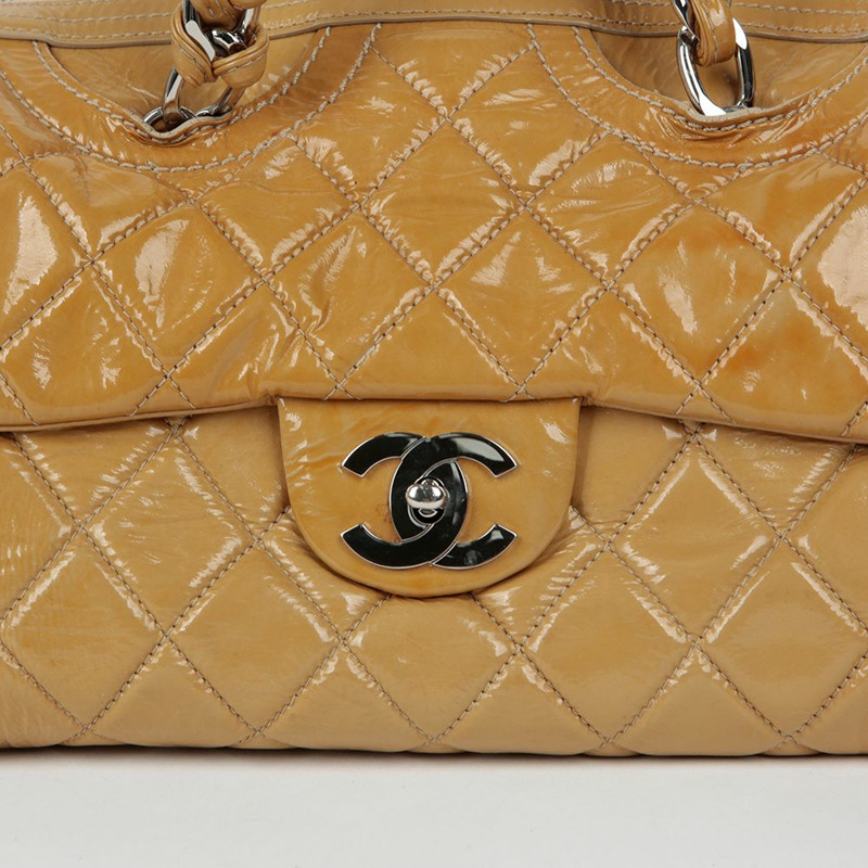 CHANEL 漆皮 CC 標誌波士頓單肩包-2