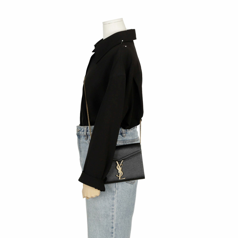 【包稅】SAINT LAURENT Cassandra 鏈條皮夾斜背包 635023-9