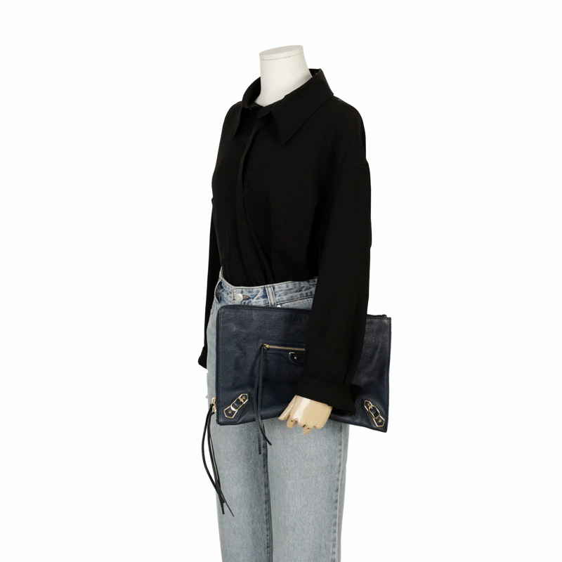 BALENCIAGA 經典金屬邊緣中型手拿包 390186-10