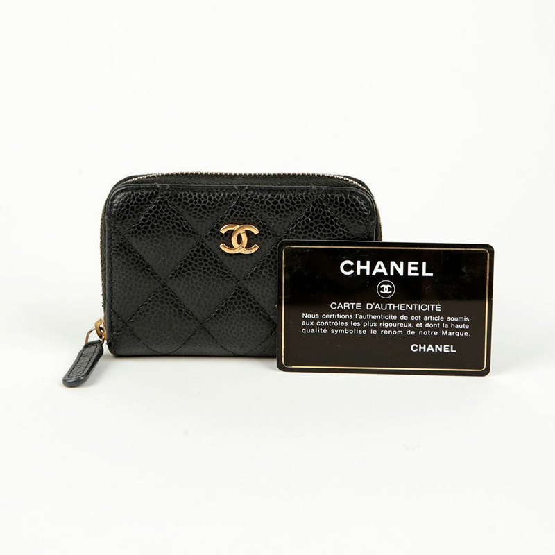 CHANEL Caviar Skin 經典拉鍊零錢包 AP0216-0