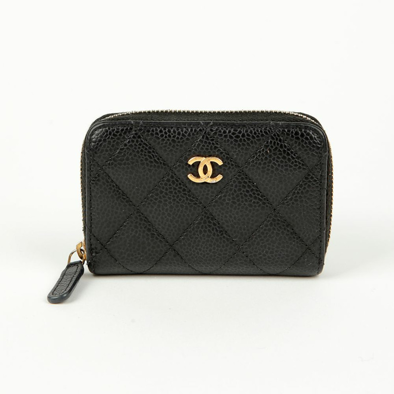 CHANEL Caviar Skin 經典拉鍊零錢包 AP0216-1