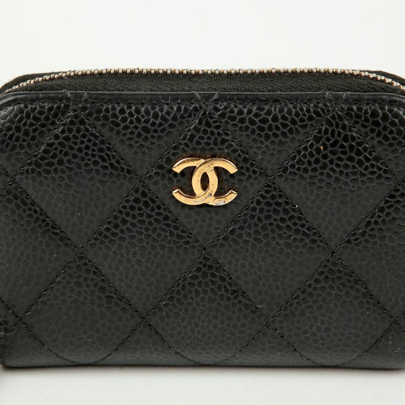 CHANEL Caviar Skin 經典拉鍊零錢包 AP0216-2