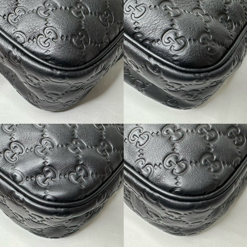 GUCCI 黑色壓紋全皮側背包-10