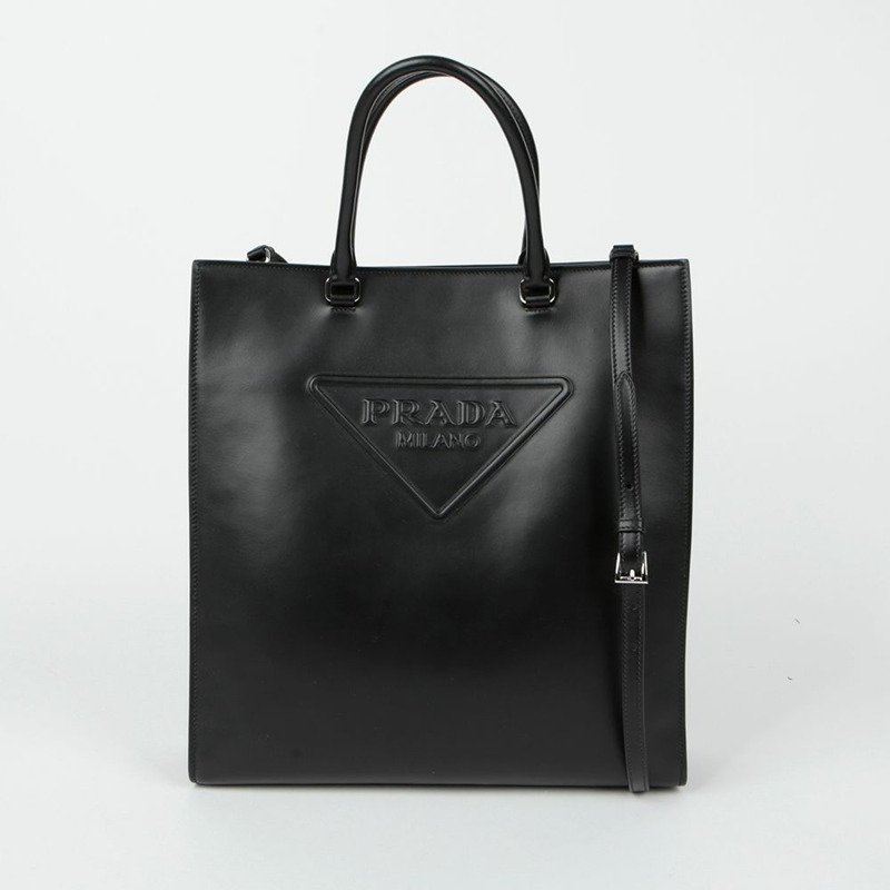 PRADA 三角形壓花標誌托特單肩包 1BA332-2