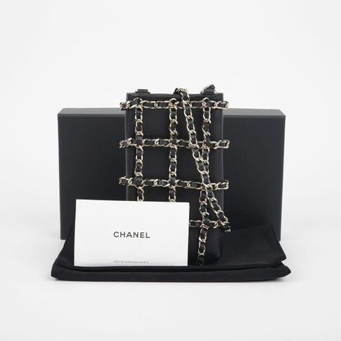CHANEL AP1161 網狀鏈條手機支架斜背包