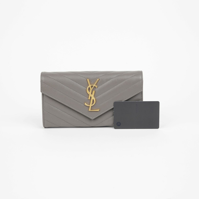 SAINT LAURENT Monogram 翻蓋長版皮夾 372264-7