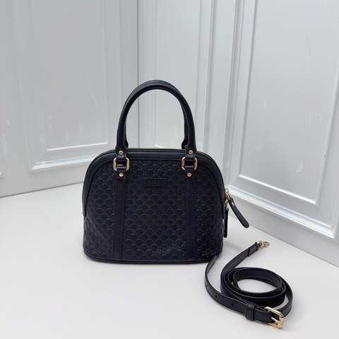 99新Gucci/古馳 貝殼包黑金壓紋皮質，經典雙G壓紋設計，金色五金配件