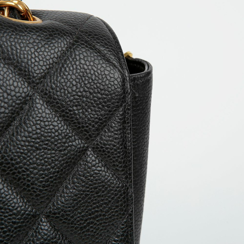 CHANEL Caviar Skin CC Logo 翻蓋鏈條單肩斜背包-2