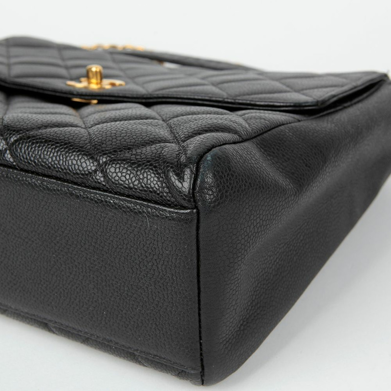 CHANEL Caviar Skin CC Logo 翻蓋鏈條單肩斜背包-7