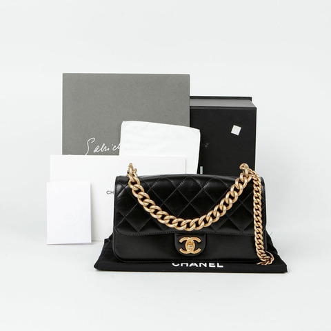 CHANEL A91864 CC 旋扣風琴翻蓋手提單肩包