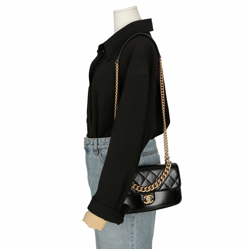 【包稅】CHANEL A91864 CC 旋扣風琴翻蓋手提單肩包-10