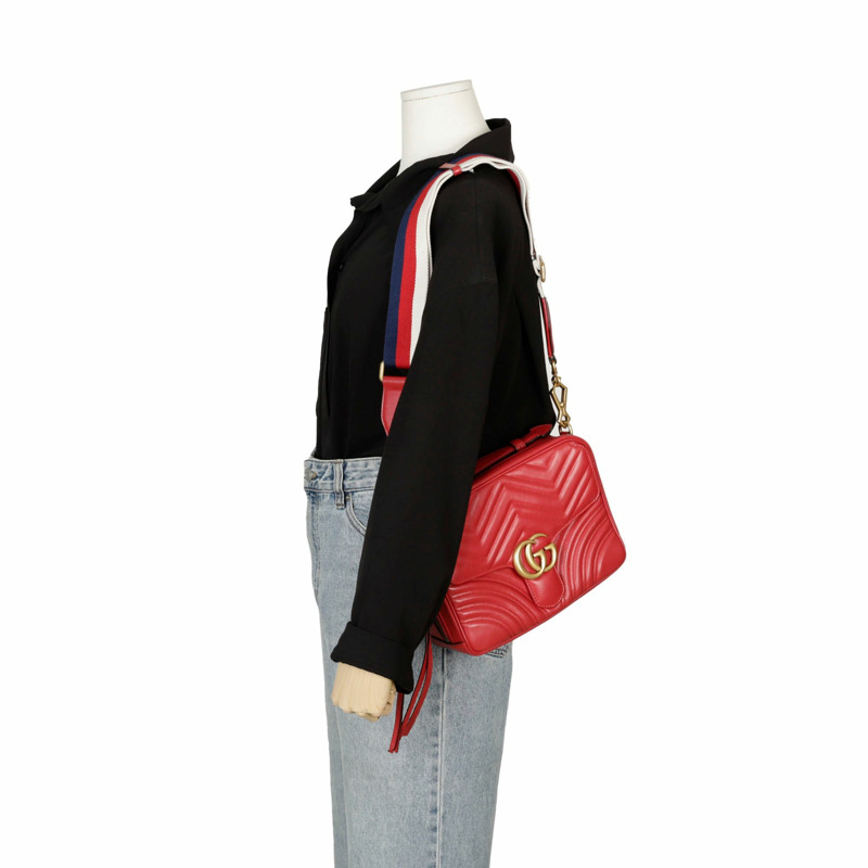 【包稅】GUCCI 498100 GG Marmont 織帶手提單肩包-10