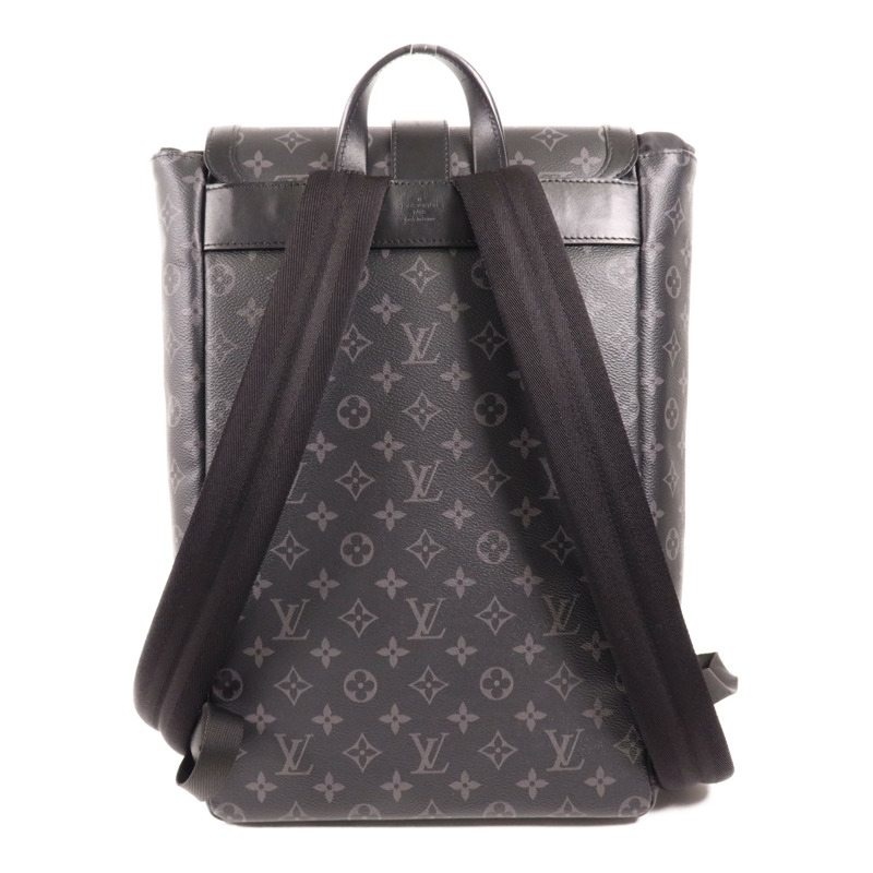 LOUIS VUITTON Monogram Eclipse Saumur銀扣背包-1