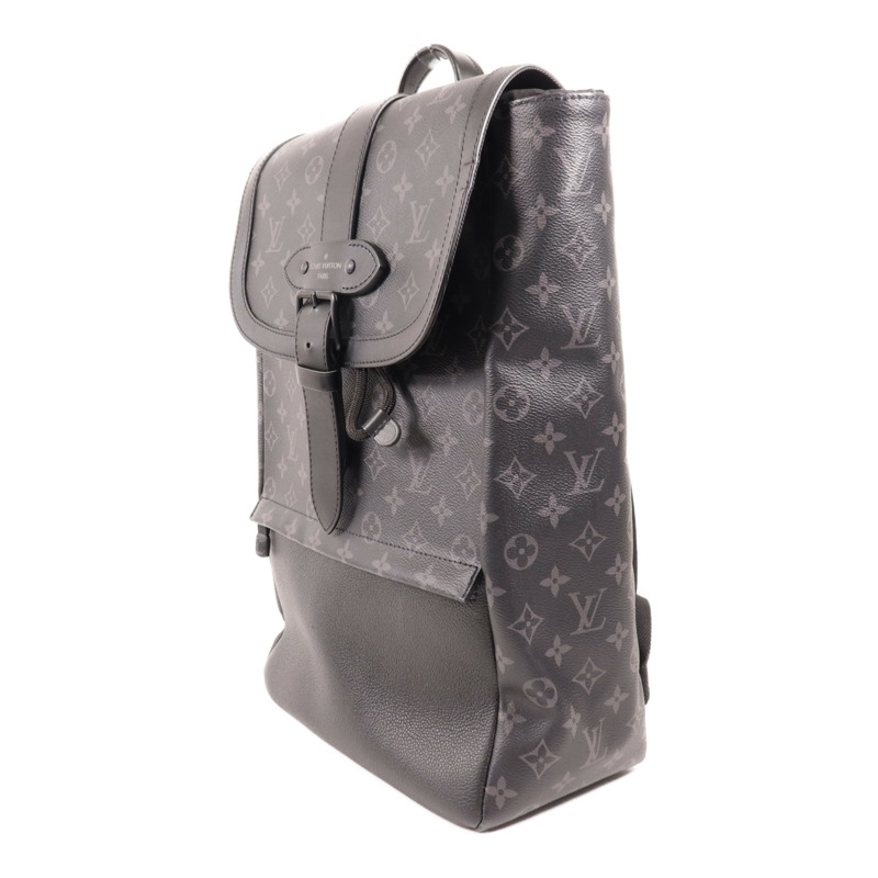 LOUIS VUITTON Monogram Eclipse Saumur銀扣背包-2
