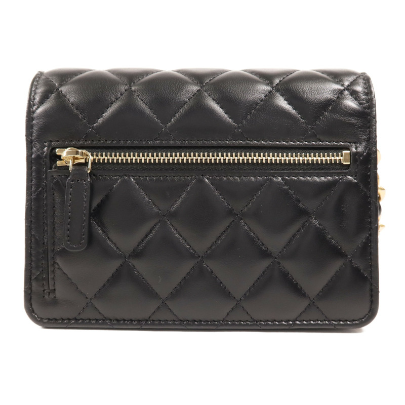 CHANEL 羊皮皮革Mini WOC金扣鏈帶肩背袋-1