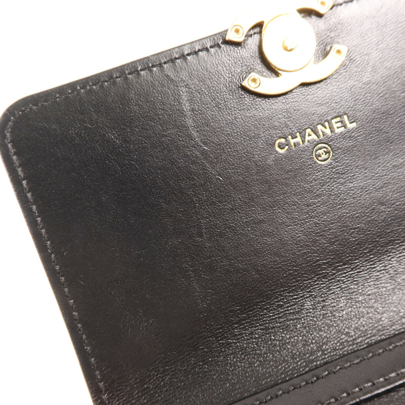 CHANEL 羊皮皮革Mini WOC金扣鏈帶肩背袋-14