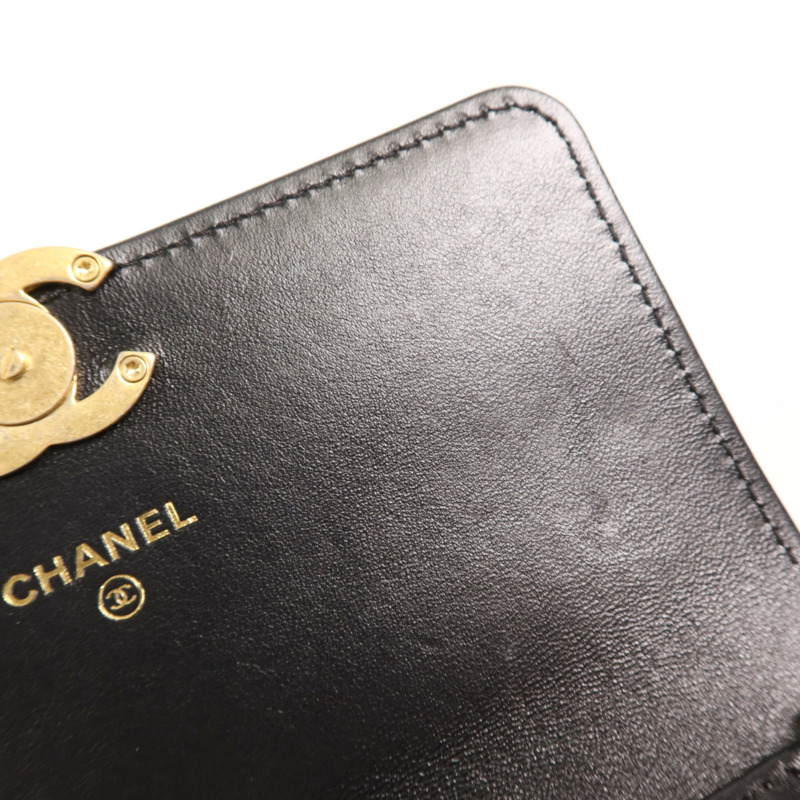 CHANEL 羊皮皮革Mini WOC金扣鏈帶肩背袋-15