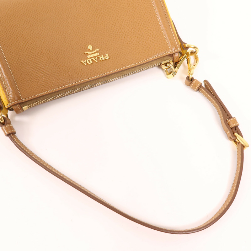 PRADA 牛皮皮革Shoulder Bag金扣肩背袋-4