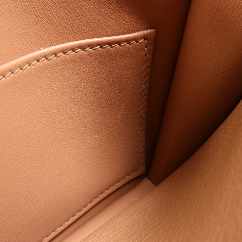 HERMES Chevre皮革Constance Mini金扣肩背袋Almond-20
