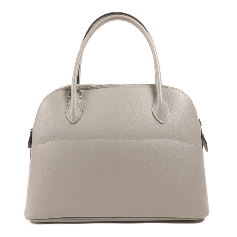 HERMES Epsom皮革Bolide 27銀扣手挽肩背兩用袋Gris Mouette-1