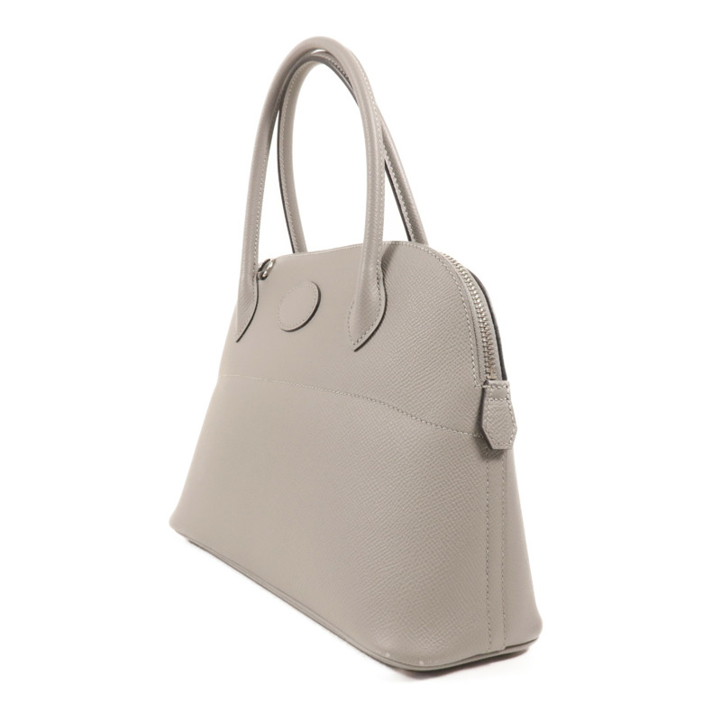 HERMES Epsom皮革Bolide 27銀扣手挽肩背兩用袋Gris Mouette-2