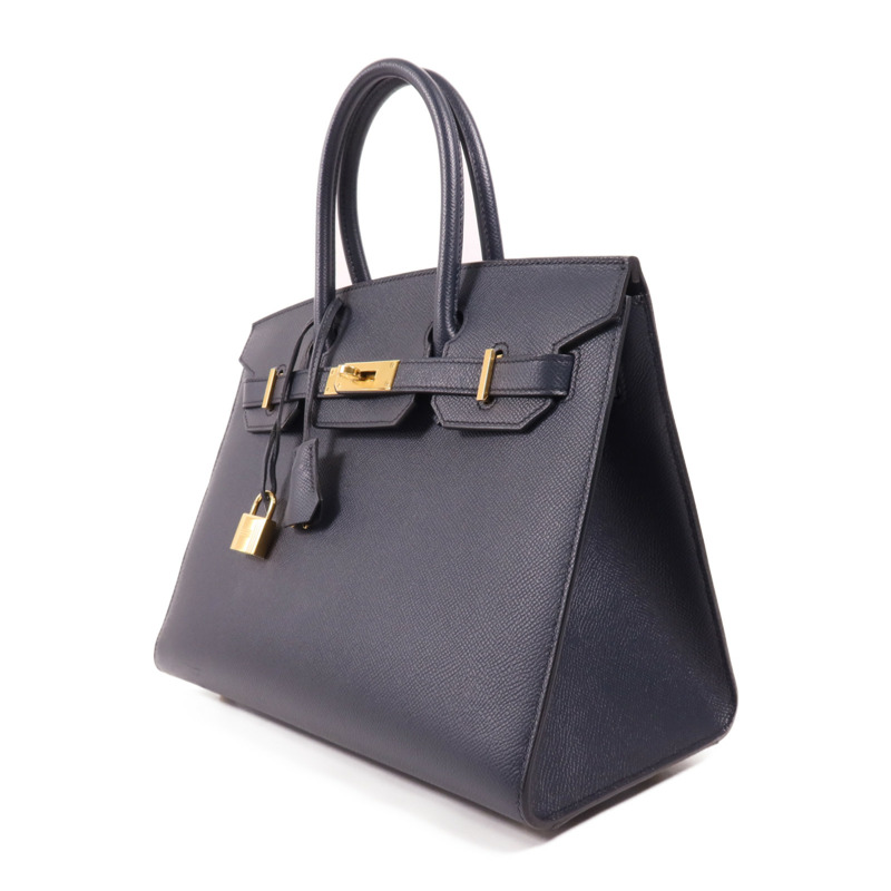 HERMES Epsom皮革Birkin 30金扣手挽袋Bleu Indigo-2