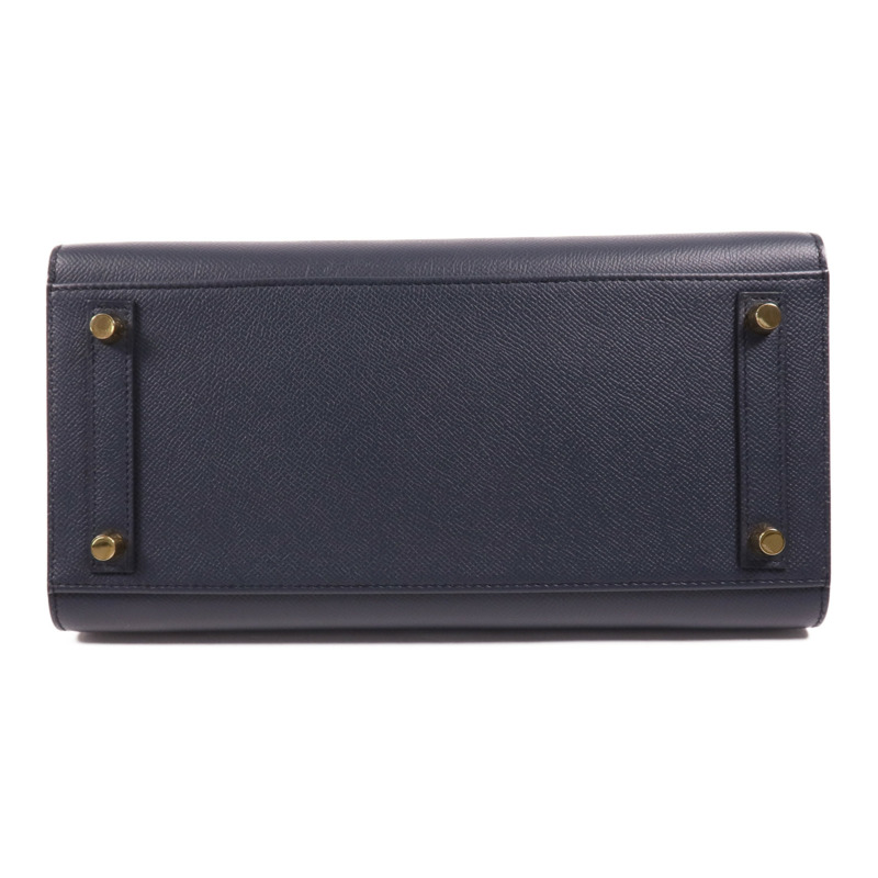 HERMES Epsom皮革Birkin 30金扣手挽袋Bleu Indigo-3