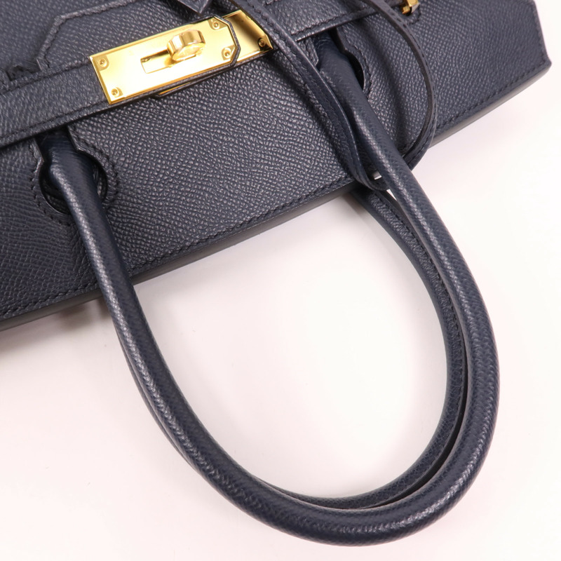 HERMES Epsom皮革Birkin 30金扣手挽袋Bleu Indigo-4