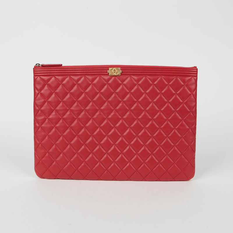 【包稅】CHANEL A84407 羊皮男孩大號手拿包-1