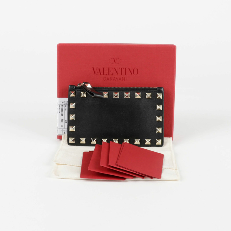 VALENTINO Rockstud 拉鍊卡夾 UW2P0548BOL-0