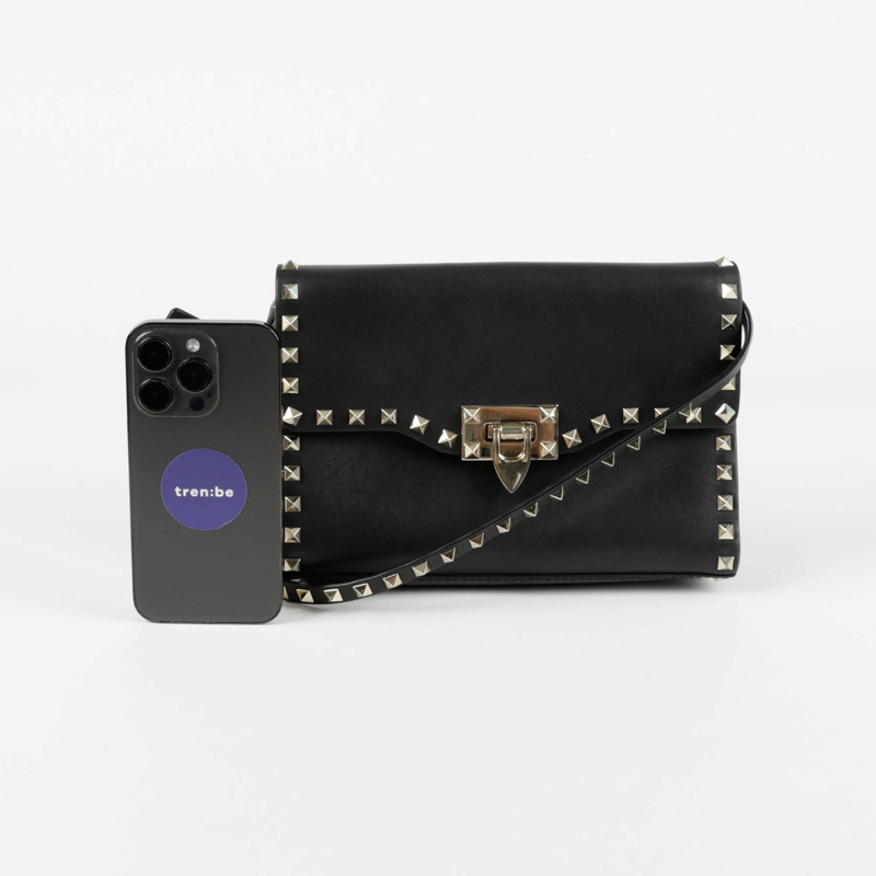 VALENTINO 2B0181 Rockstud 翻蓋肩斜背包-9