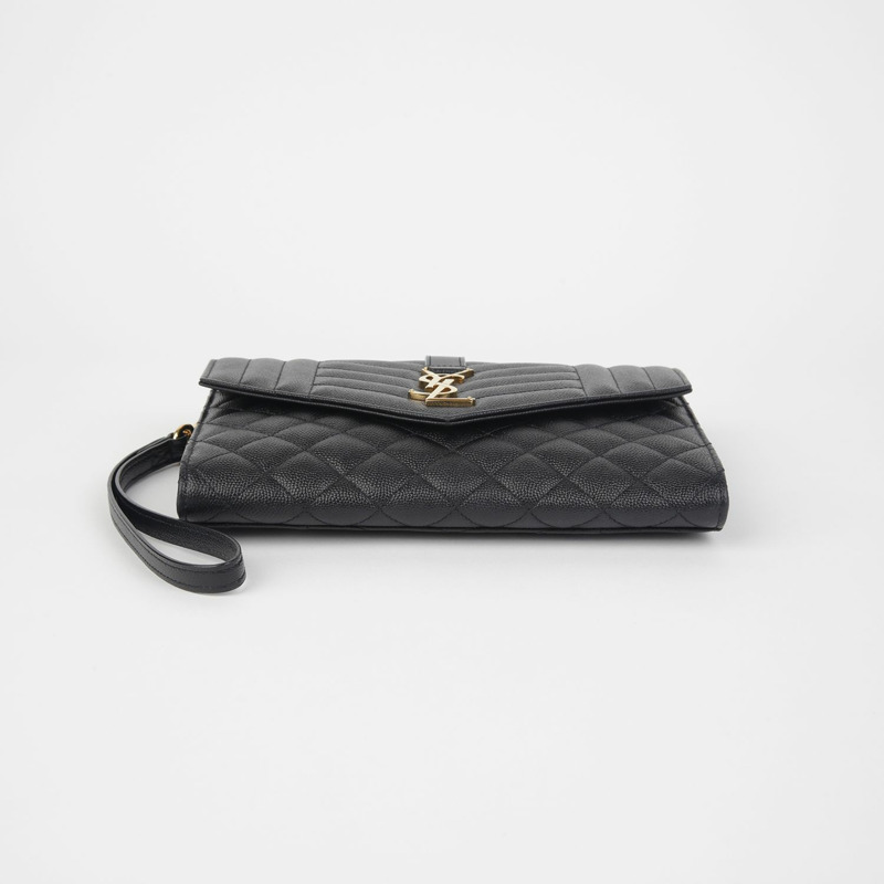 SAINT LAURENT 混合馬特拉塞凸紋信封袋 651030-5