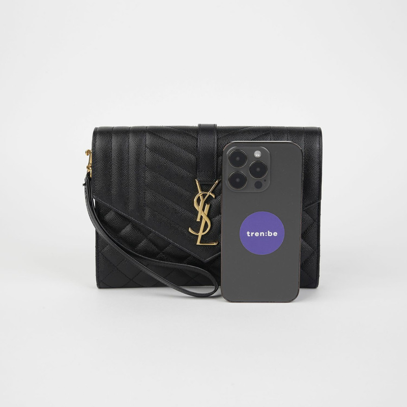 SAINT LAURENT 混合馬特拉塞凸紋信封袋 651030-6