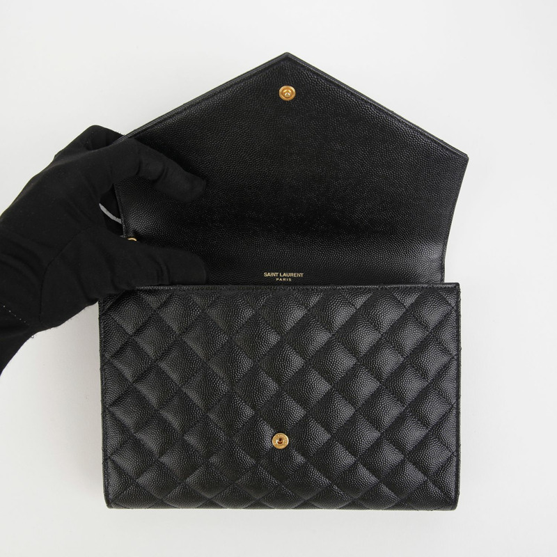 SAINT LAURENT 混合馬特拉塞凸紋信封袋 651030-7