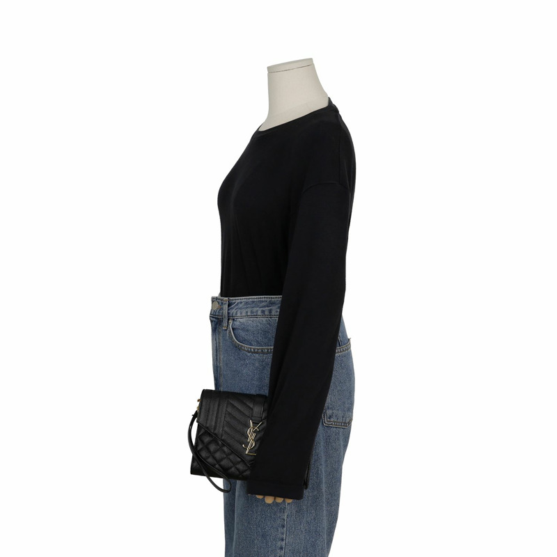 SAINT LAURENT 混合馬特拉塞凸紋信封袋 651030-9