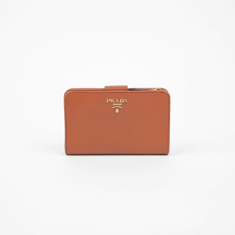 PRADA 1M1225 金屬標誌緊湊型皮夾-1