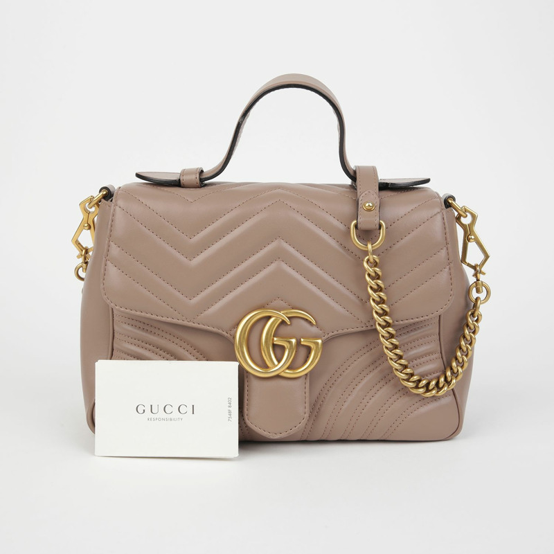 GUCCI 498110 GG Marmont 小號頂部提把托特單肩包-0