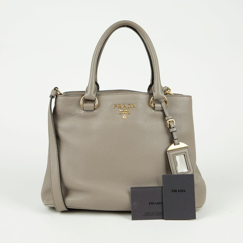 PRADA 金屬標誌托特單肩包 1BA058-0