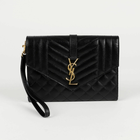 SAINT LAURENT 混合馬特拉塞凸紋信封袋 651030