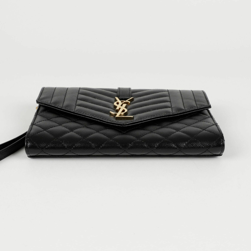 SAINT LAURENT 混合馬特拉塞凸紋信封袋 651030-7