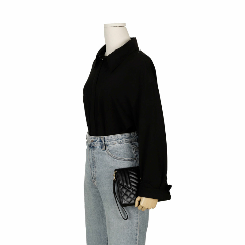 SAINT LAURENT 混合馬特拉塞凸紋信封袋 651030-12