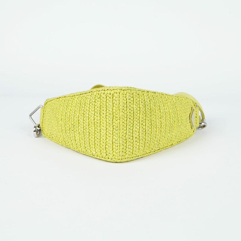【包稅】PRADA 1BH190 拉菲草三角單肩斜背包-7