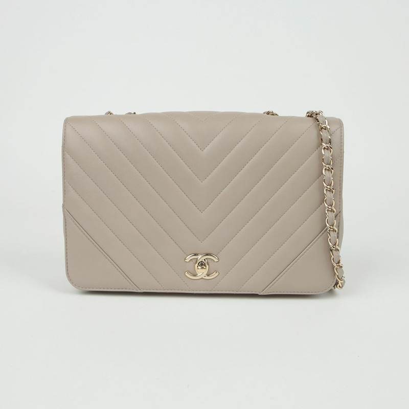 【包稅】CHANEL A91588 人字紋中翻蓋單肩斜背包-1